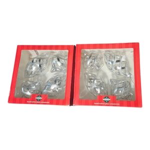 Lot Of 8 December Home Handcrafted Glass Ornaments Clear & Silver